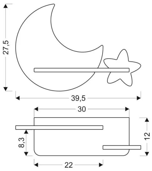 Applique LED per bambini con mensola MOON LED/5W/230V