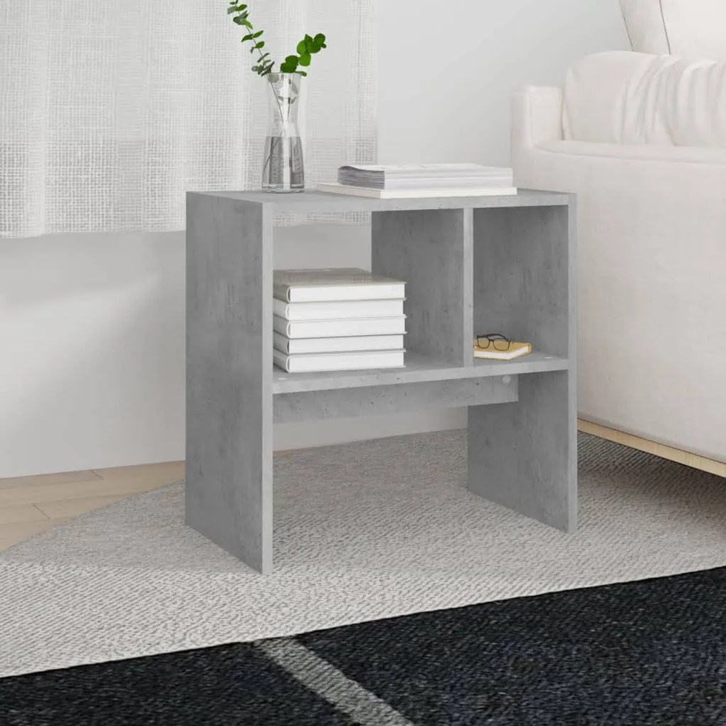 Tavolino grigio cemento 50x30x50 cm in truciolato