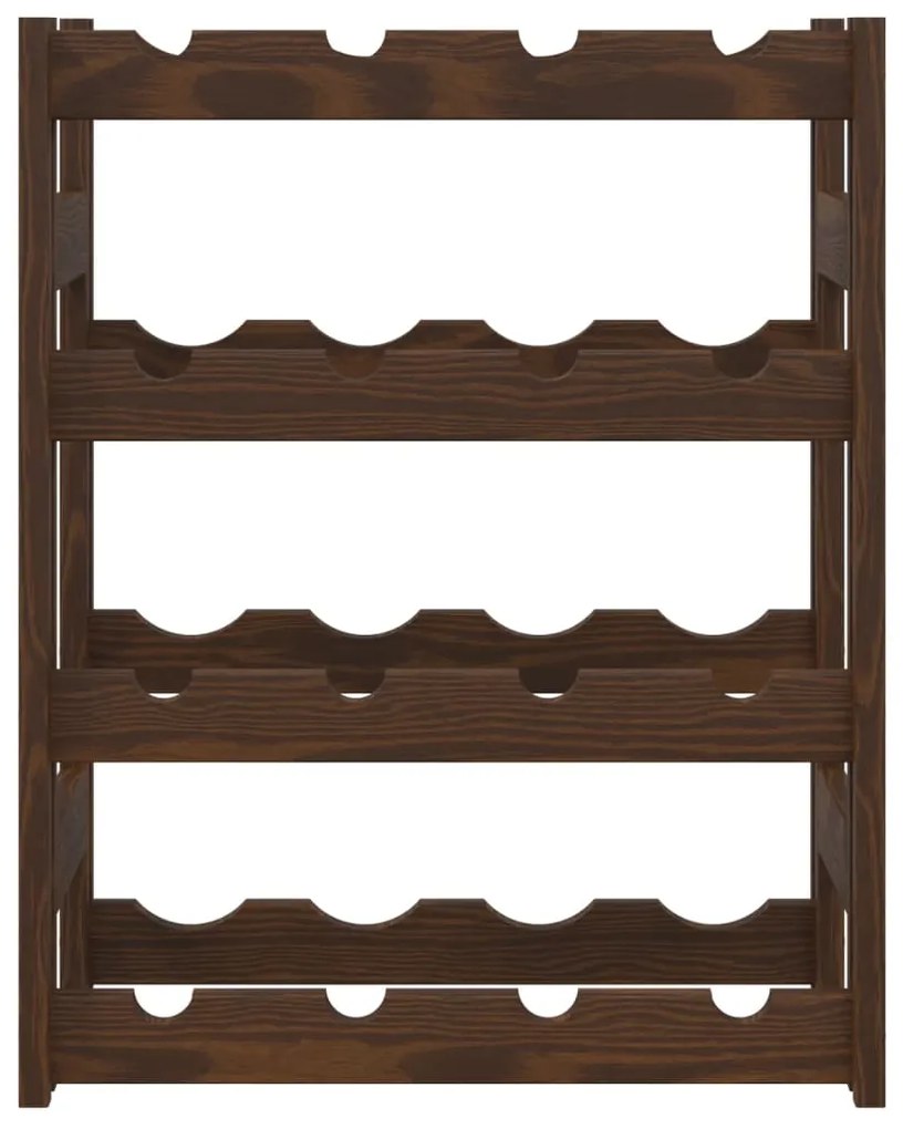 Portabottiglie per 16 bottiglie marrone legno massello di pino