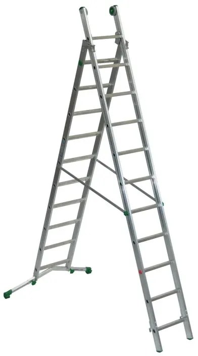 Scala a sfilo FACAL Super Prima in alluminio 2 rampe da 11 gradini portata massima 150 kg EN 131 per lavori fino a 6.6 m