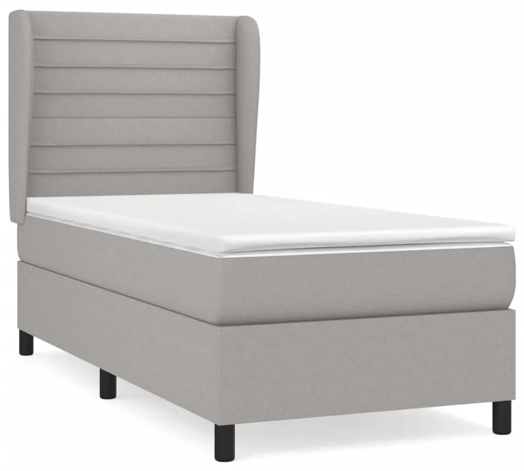 Giroletto a molle con materasso grigio chiaro100x200 cm tessuto