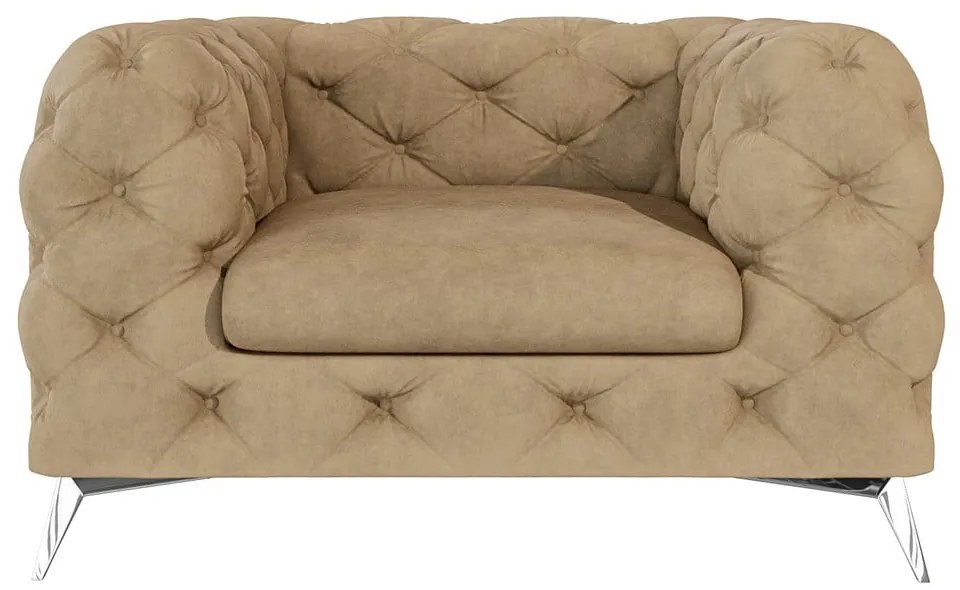 Poltrona marrone chiaro con rivestimento in velluto Chelsea – Ropez