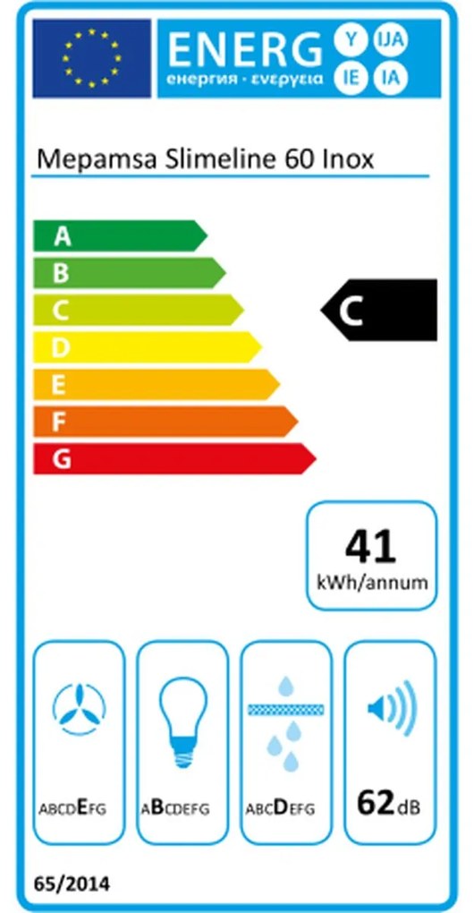 Cappa Classica Mepamsa Slimline 60 60 cm 290 m³/h 65W C Acciaio