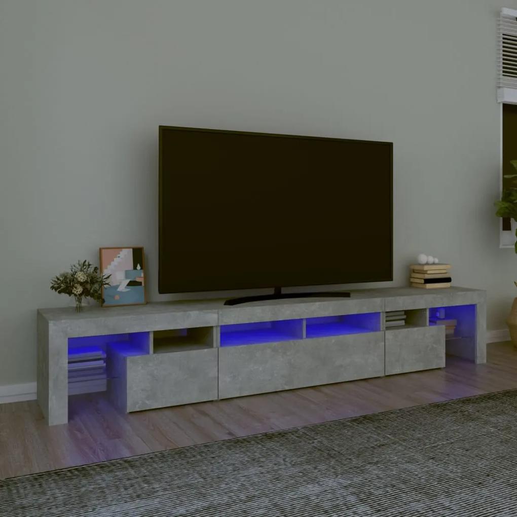 Mobile porta tv con luci led grigio cemento 230x36,5x40 cm