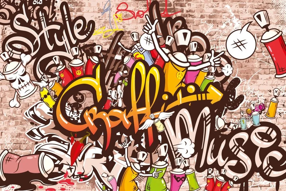 Carta da parati – Muro graffiti allegro