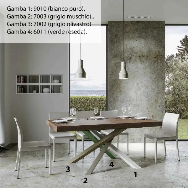 Tavolo Volantis 90x160 piano Bianco Frassino Allungato 420 telaio 4/A