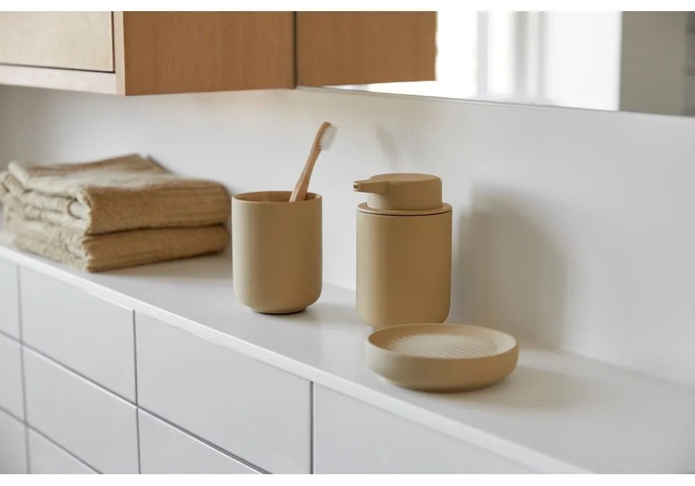 Portasapone in porcellana beige Ume - Zone
