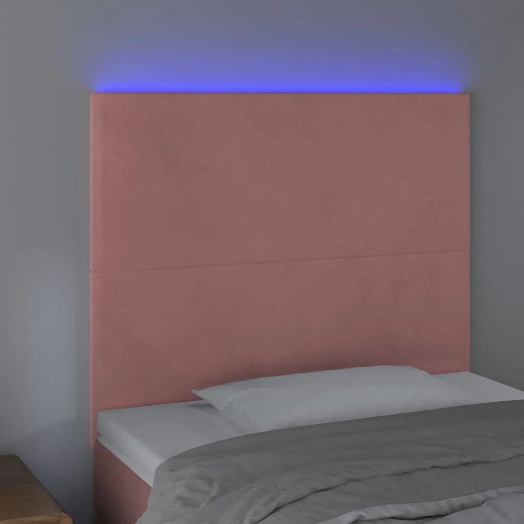 Testiera a led rosa 100x5x118/128 cm in velluto