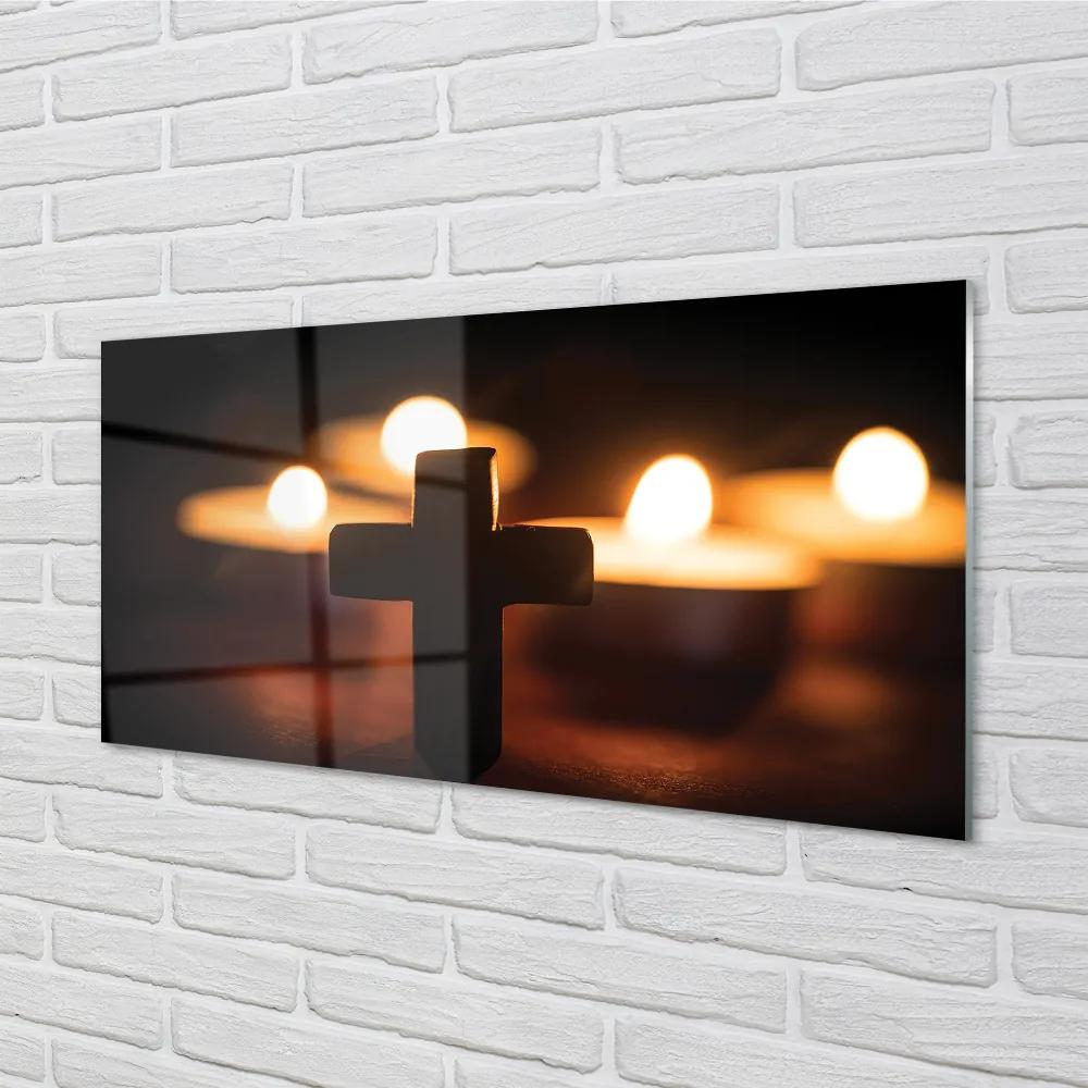 Quadro acrilico Croce di candele 100x50 cm