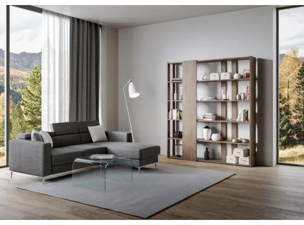 Libreria 178x204h cm a parete in legno Noce - KATO D