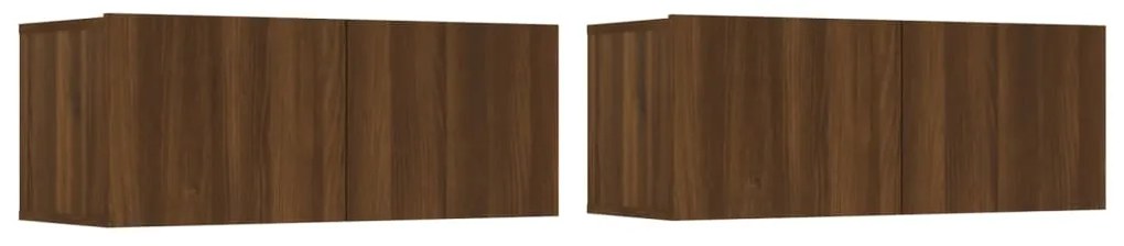 Set mobili porta tv 4 pz rovere marrone in legno multistrato