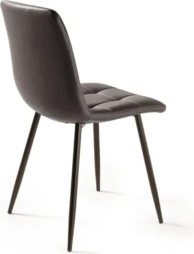 Sedia da cucina in ecopelle e gambe metallo Marrone - ARCA 2 sedie