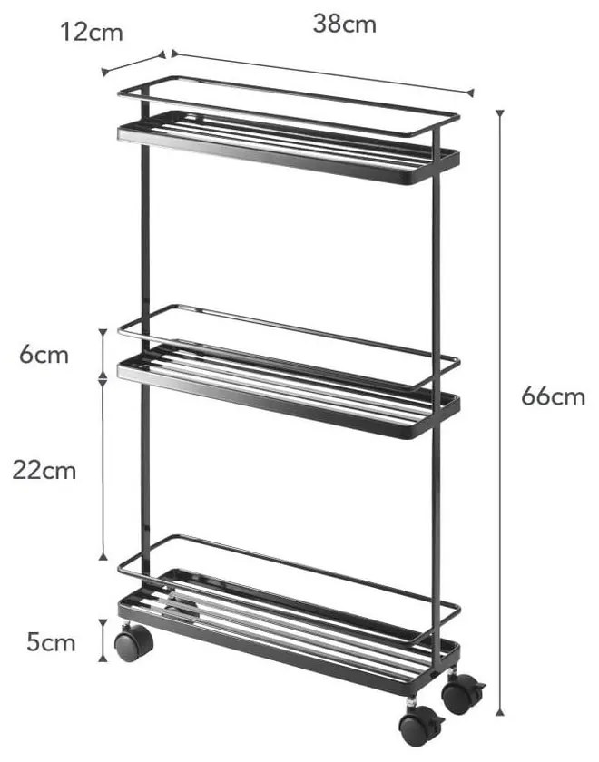 Carrello portaoggetti nero in metallo 38x66 cm Tower – YAMAZAKI