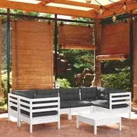 Set Divani da Giardino 7 pz con Cuscini Bianchi Legno di Pino cod mxl 44392