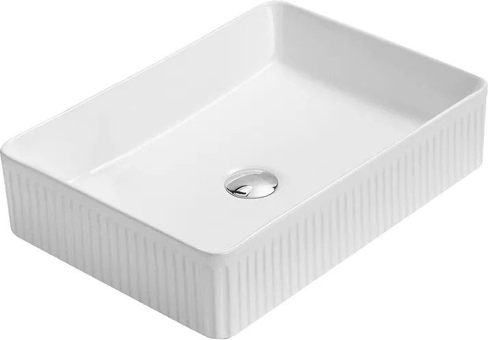 Mexen Grovo lavandino da appoggio scanalato 51 x 37 cm, bianco - 22305100