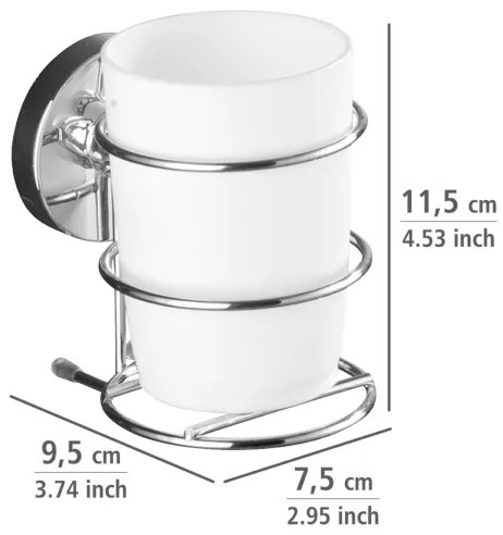WENKO 20880100-Bicchiere VACUUM-LOC MILAZZO 7,5x11,5 cm lucido cromo/bianco