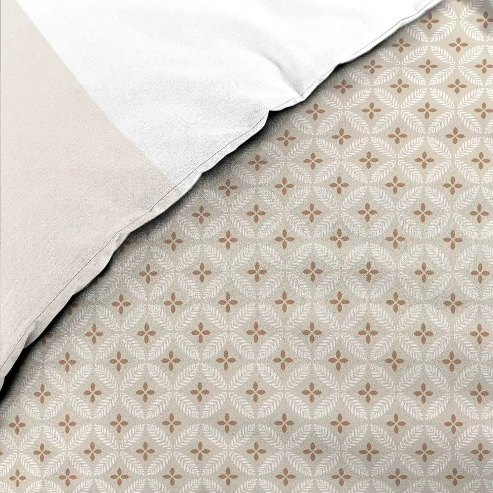 Set copripiumino e federa bianco/beige in cotone per letto matrimoniale ed esteso 240x220 cm Natacha – douceur d'intérieur