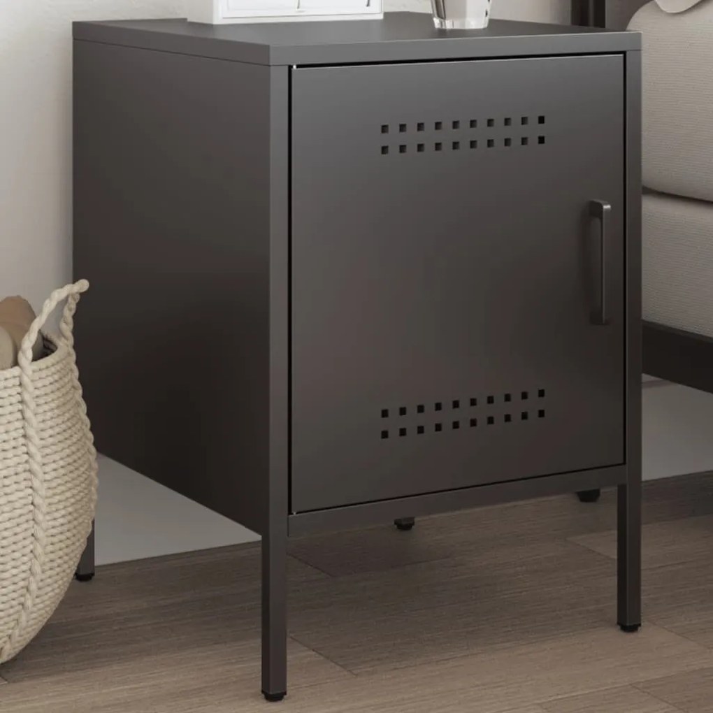 Comodino Nero 36x39x50,5 Cm İn Acciaio /