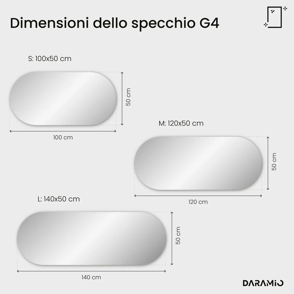 Specchio asimmetrico con luce LED G4
