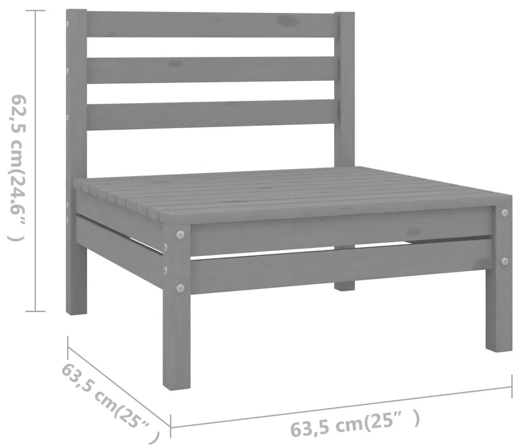 Set salotto da giardino 6 pz in legno massello di pino grigio