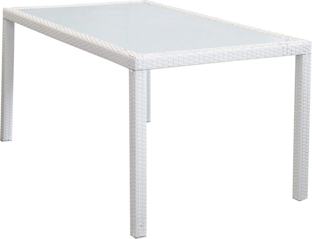 AXONA - tavolo intreccio in rattan sintetico e vetro