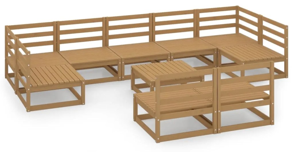 Set divani da giardino 10 pz in legno massello di pino