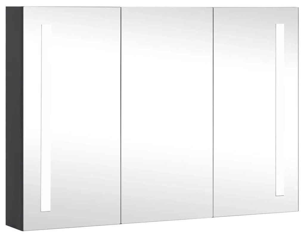 Armadietto bagno con specchio e led 89x14x62 cm