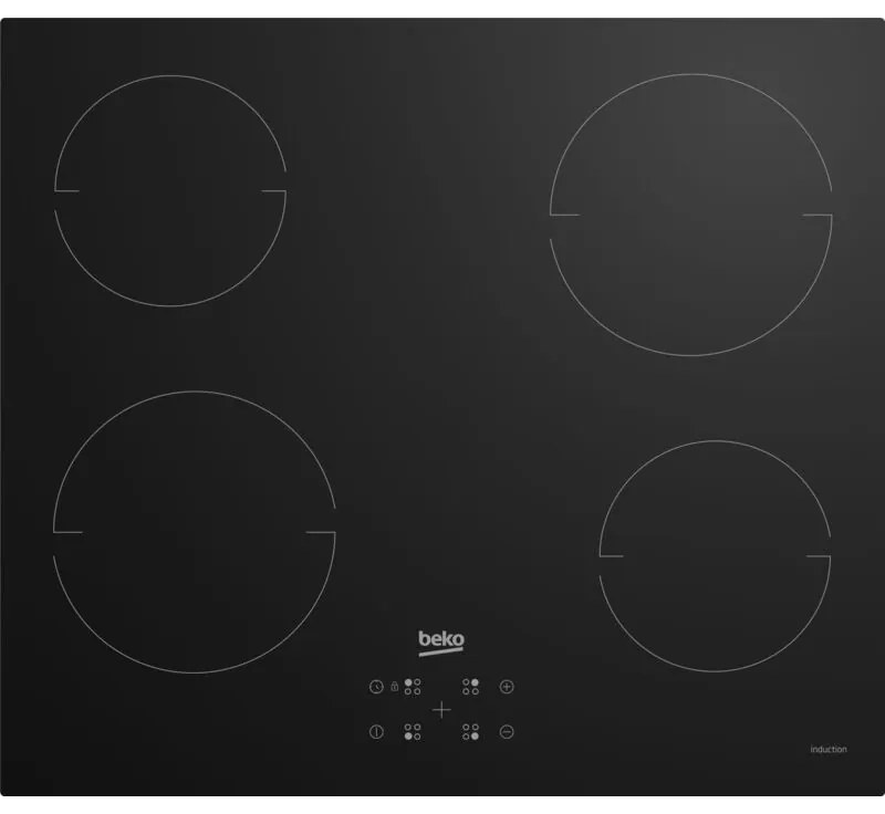Beko - HII64401QT: Piano a Induzione, 4 Zone, 60 cm. Colore del prodotto: Nero, Posizionamento dell'apparecchio: Da incasso, Dimensione della