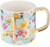 Mug fiori con lettera B in New Bone China, 350 ml