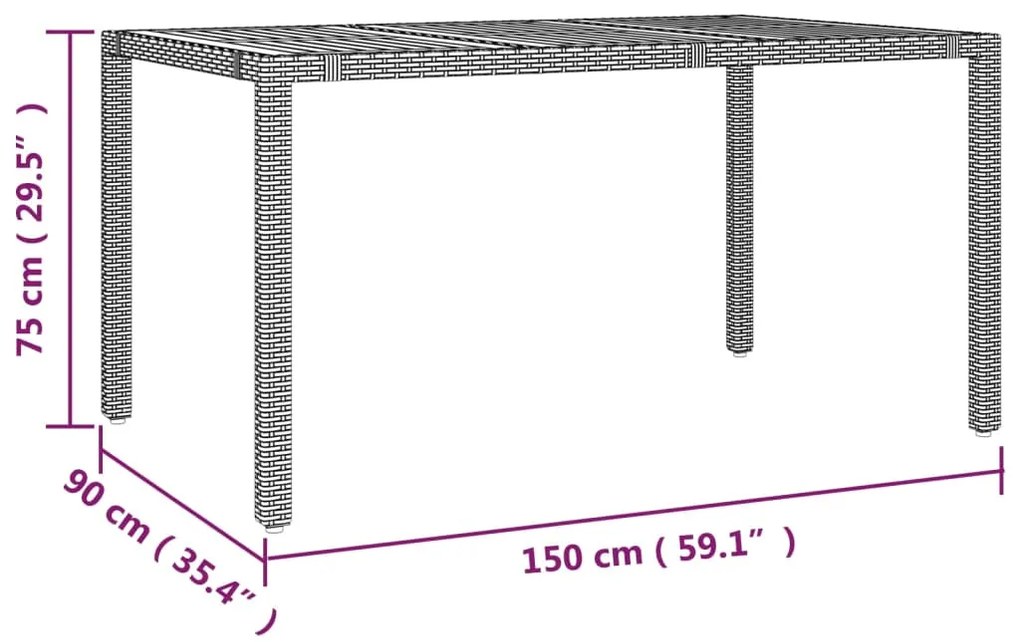 Set da Pranzo da Giardino 7 pz Nero con Cuscini in Polyrattan