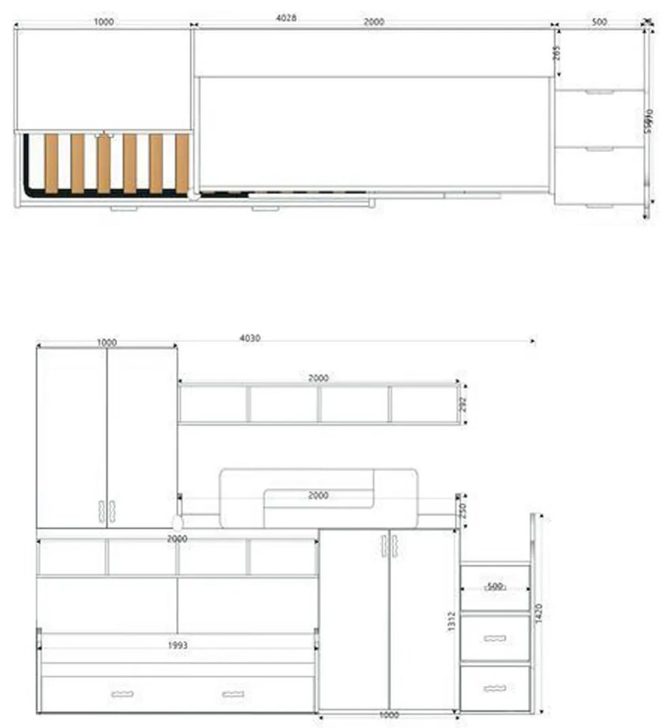 Cameretta completa doppia Banny Lite linea Colorfull finitura Salvia e Panna