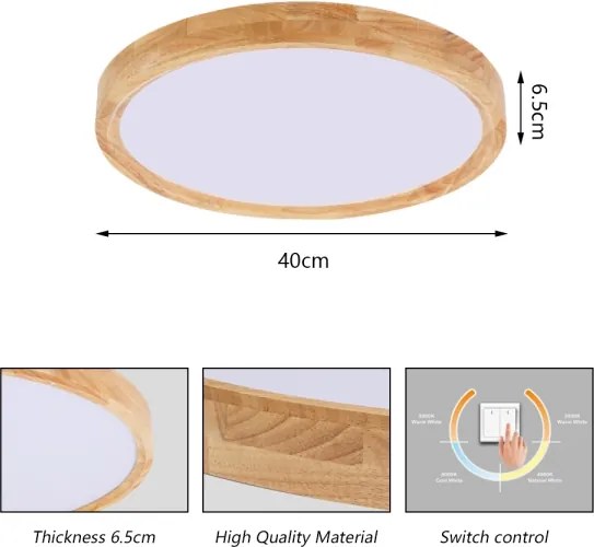 Brilagi - Plafoniera LED WOODROUND LED/30W/230V 3000/4000/6000K Ø 40 cm