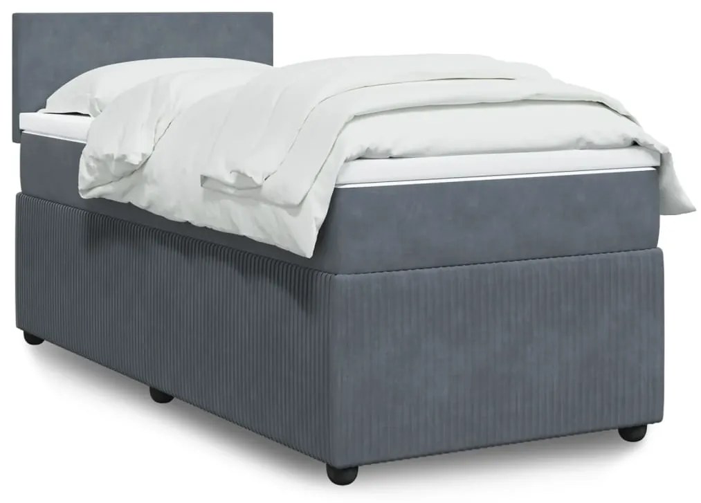 Giroletto A Molle Con Materasso Grigio Scuro 100x200 Cm Velluto /