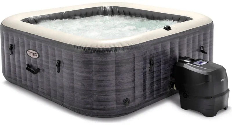 piscina idromassaggio gonfiabile intex "greystone deluxe" grigio effetto pietra 6 posti 196x196x71 cm - cod. 28452np