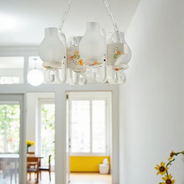 Brilagi - Lampadario con catena QUEEN 4xE14/40W/230V faggio/crema