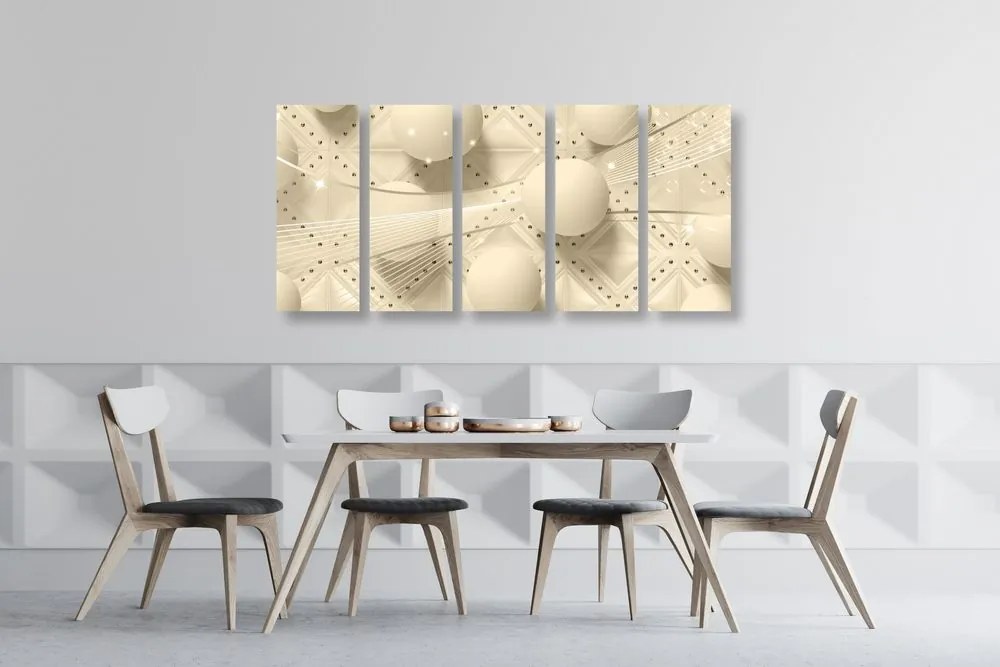 Quadri 5 pezzi – Lusso in versione seppia
