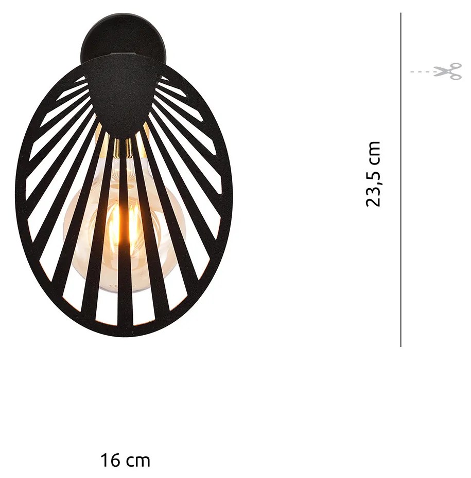 Applique Contemporanea 1 Luce Tallia In Acciaio Nero E Oro