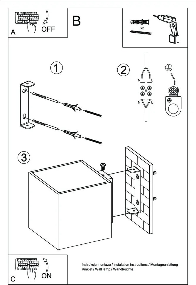 Lampada da parete in legno Geo - Sollux