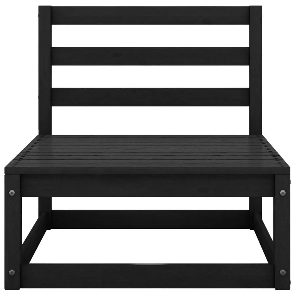 Set Divani da Giardino 10 pz Nero in Legno Massello di Pino