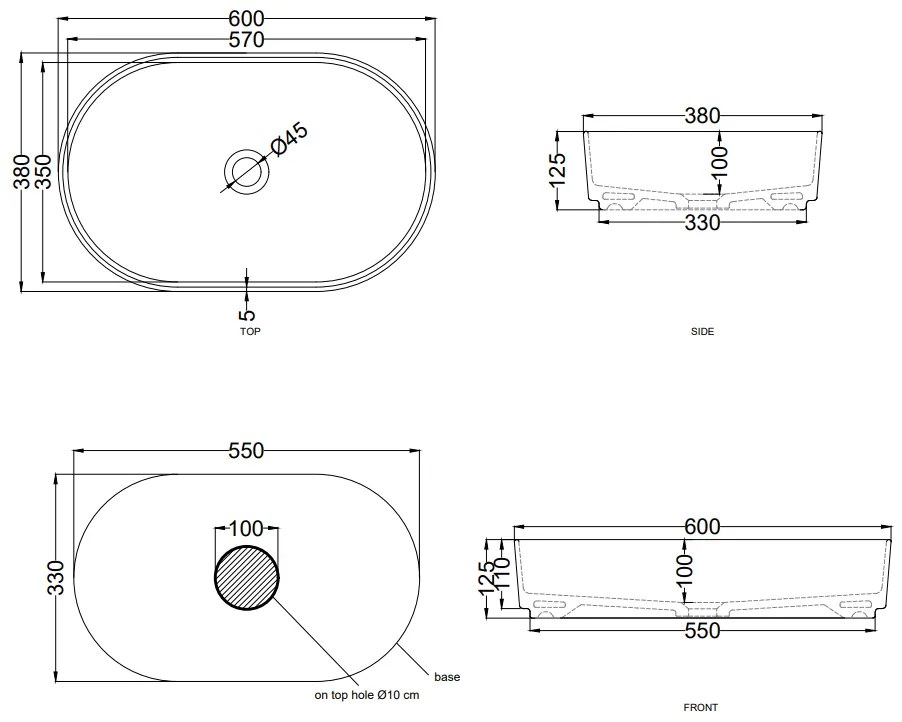 Cielo Shui Comfort Lavabo da appoggio 60x38 ovale senza troppopieno in ceramica bianco lucido