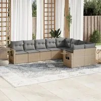 Set Divano da Giardino 9 pz con Cuscini Beige in Polyrattan 3252976