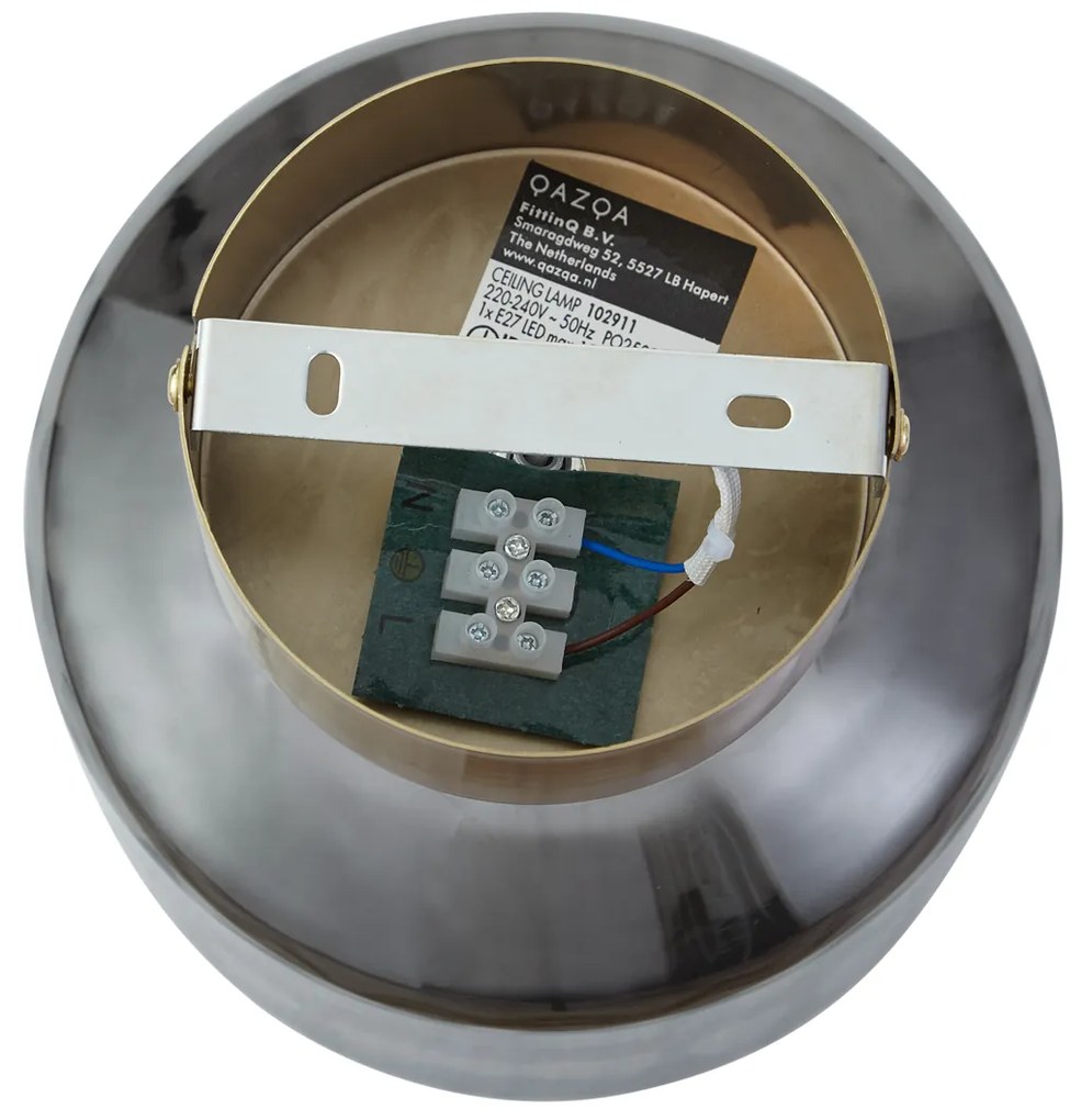 Plafoniera moderna in ottone con vetro fumé - Stiklo