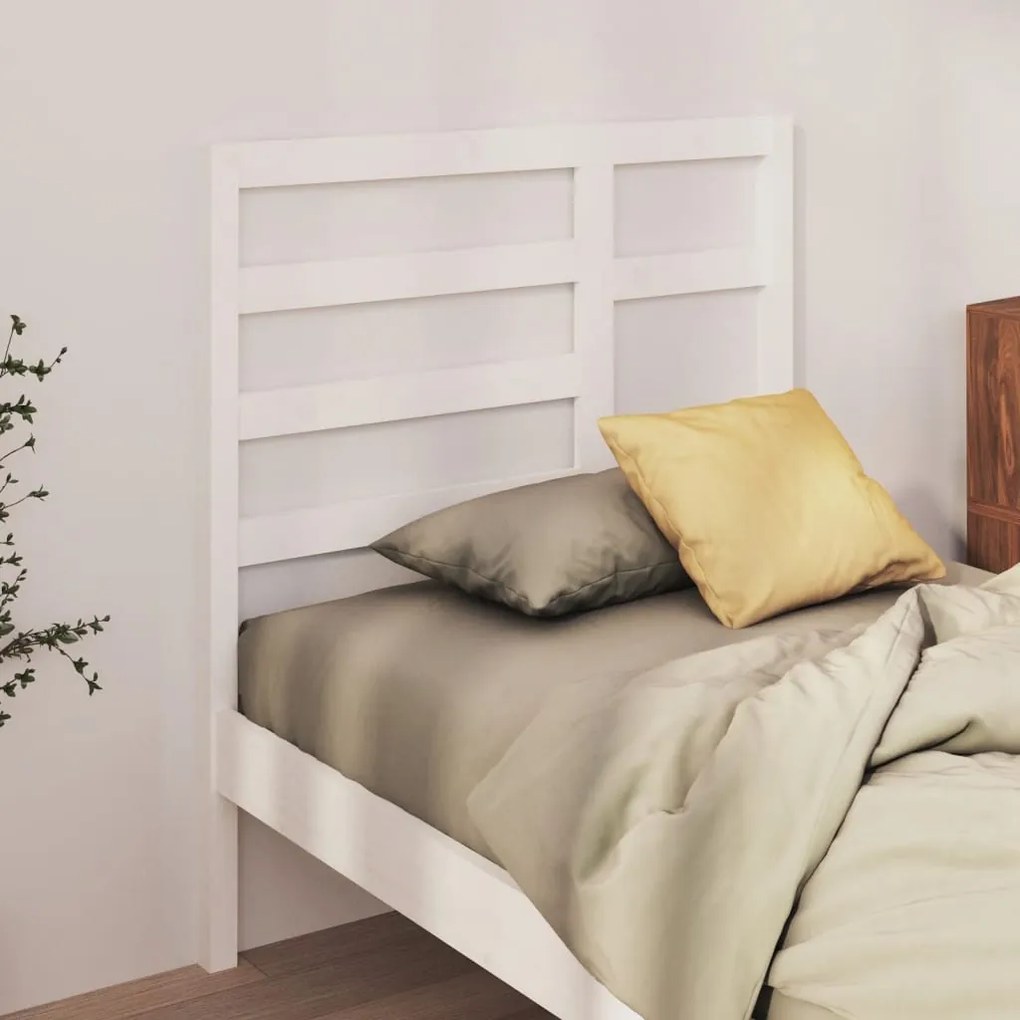 Testiera Per Letto Bianca 106x4x104cm İn Legno Massello Di Pino /