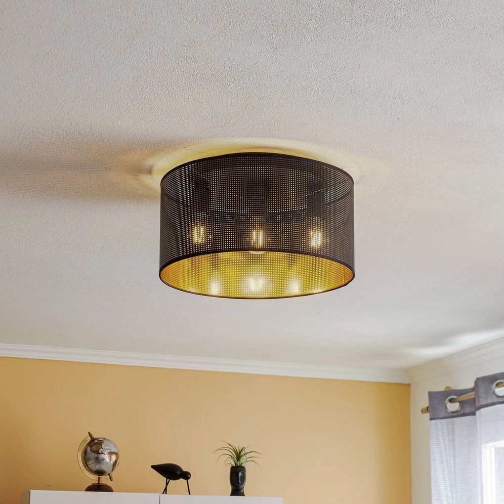 Luminex Plafoniera Jovin a 3 luci, 1 paralume nero/oro