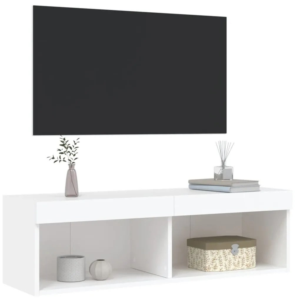 Mobile Porta TV con Luci LED Bianco 100x30x30 cm