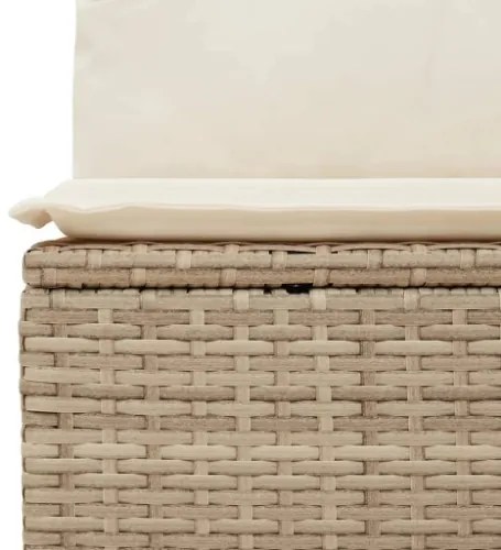 Divano Angolare da Giardino con Cuscini Beige in Polyrattan