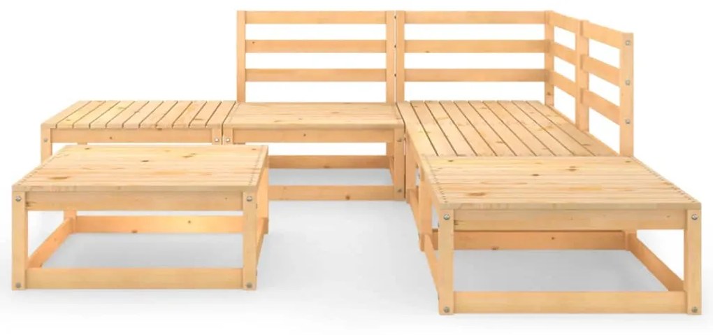 Set divani da giardino 6 pz in legno massello di pino