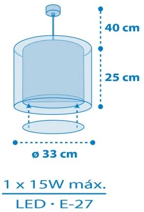 Dalber 40672 - Lampadario per bambini WORLD 1xE27/15W/230V blu