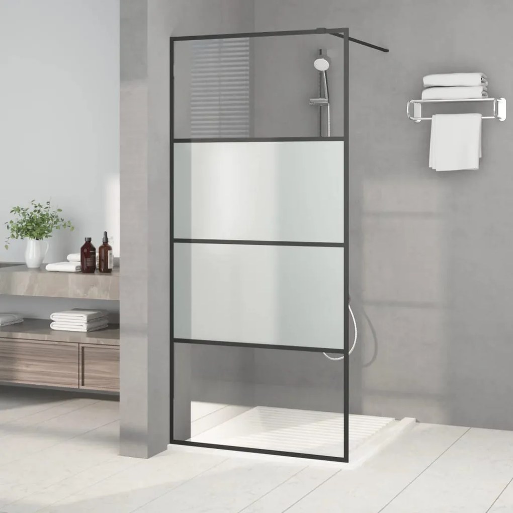 Parete Doccia Walk İn Nera 90x195 Cm Vetro Semi Smerigliato Esg /