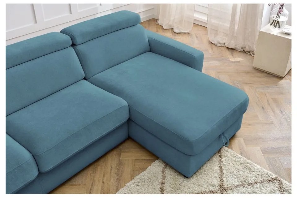 Divano angolare blu allungabile (con composizione variabile) Monaco – Bobochic Paris